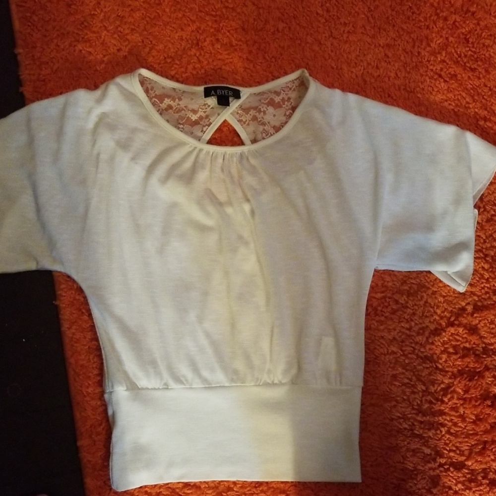 Lacey back flutter sleeve shirt